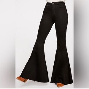 Free People Crvy Ultra High Waist Flare Black Jeans